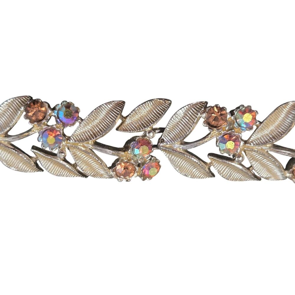 Vintage STAR Jewelry Co Aurora Borealis Crystal Leaf Bracelet